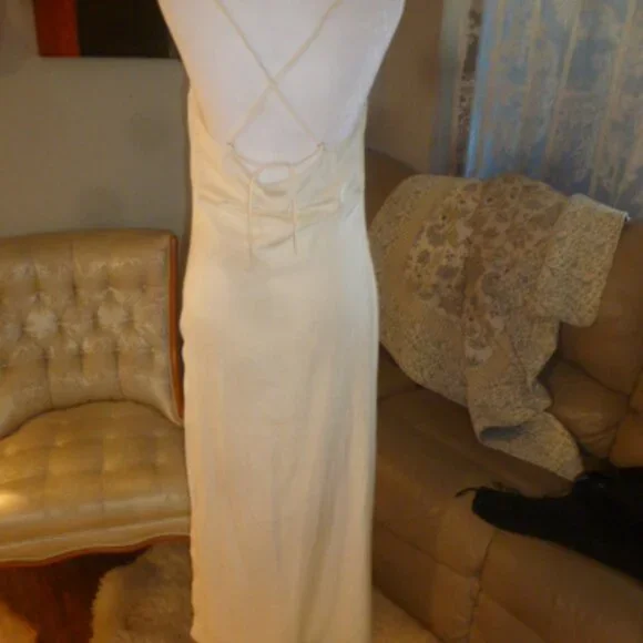 PRRIME  Sexy Side Slit Maxi Dress – Ivory – Size L (Runs Small) NWT - Picture 5 of 11